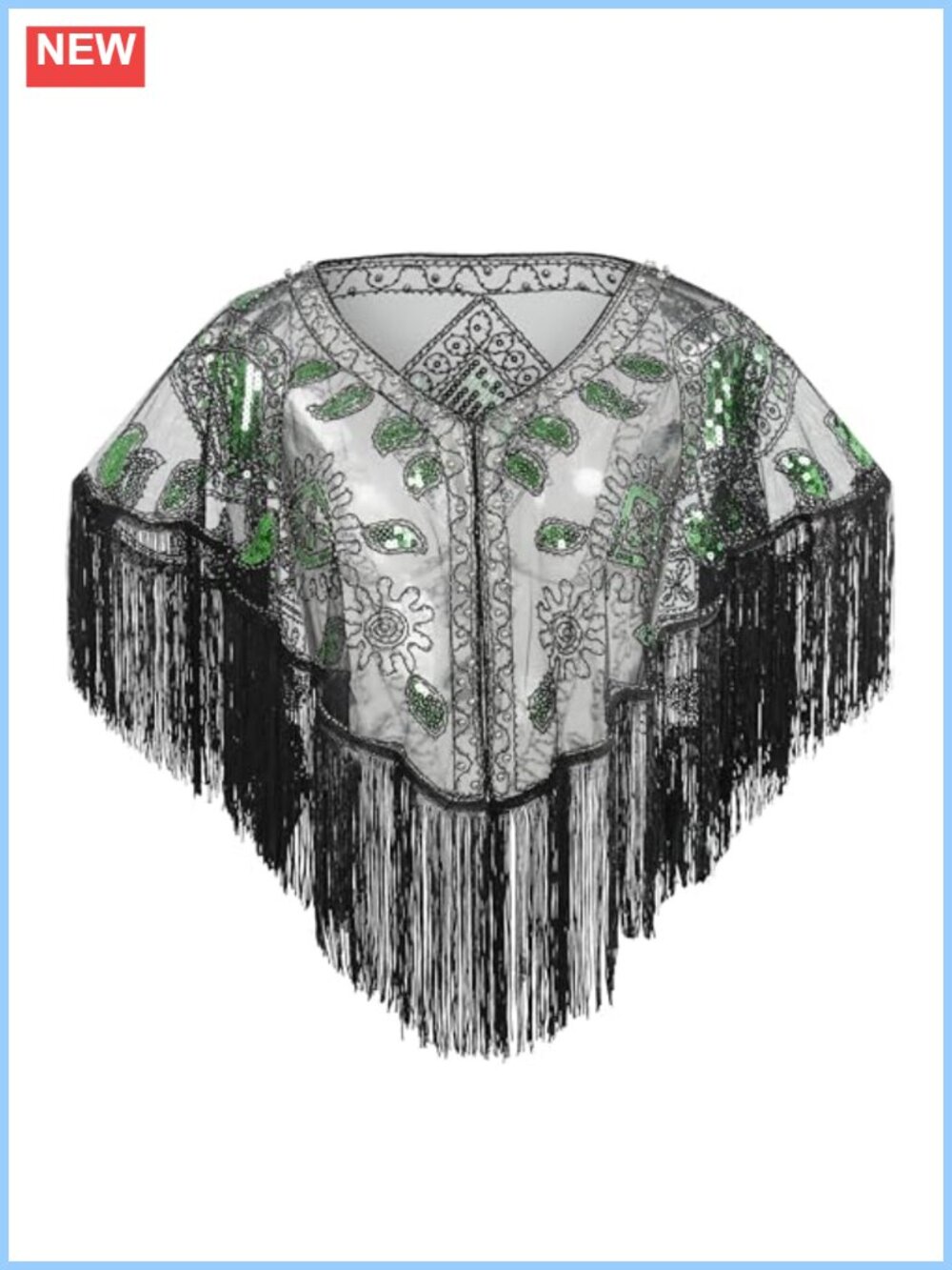 1920s Shawl Sequin Beaded Evening Cape Wrap for Gatsby Party